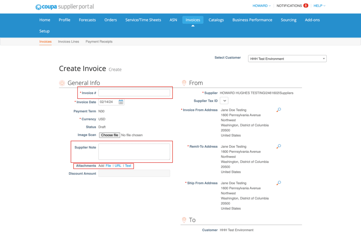 A screenshot of Step 10 of How to Create and Submit an Invoice