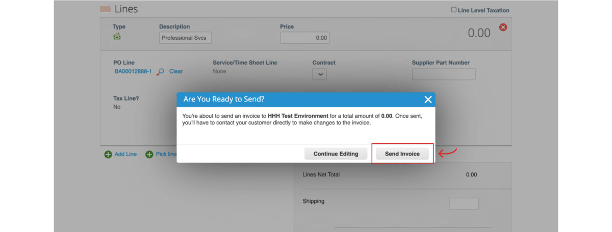 A screenshot of Step 12 of How to Create and Submit an Invoice