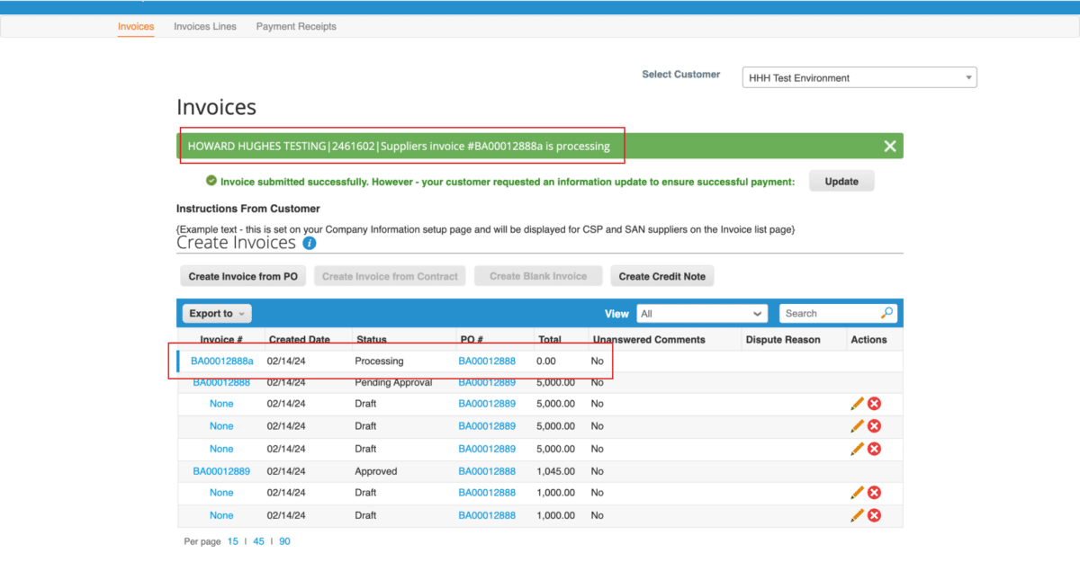 A screenshot of Step 13 of How to Create and Submit an Invoice