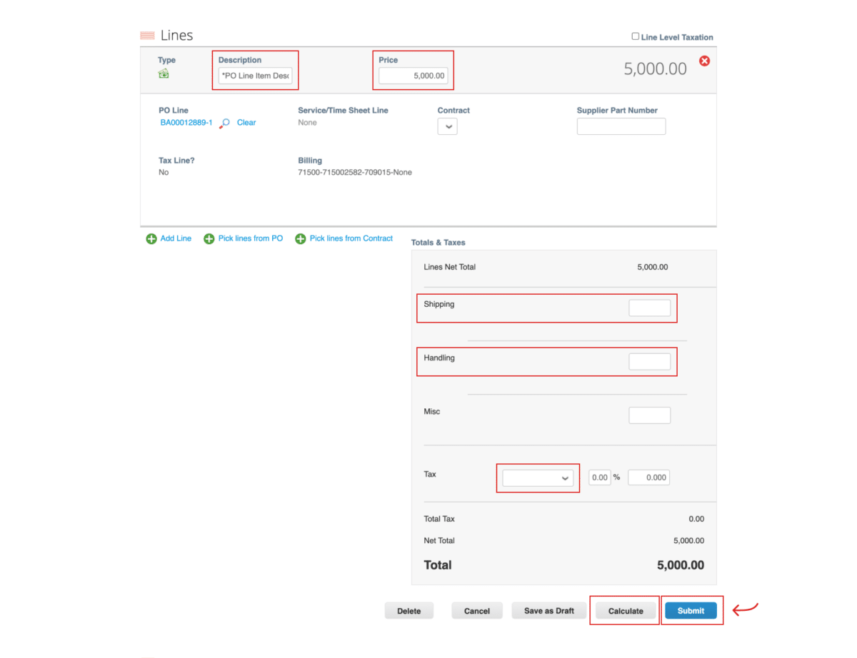 A screenshot of Step 4 of How to Create and Submit an Invoice