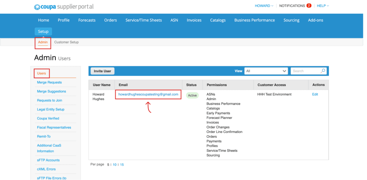 A screenshot of Step 7 of How to Add and Edit Users in your Coupa account