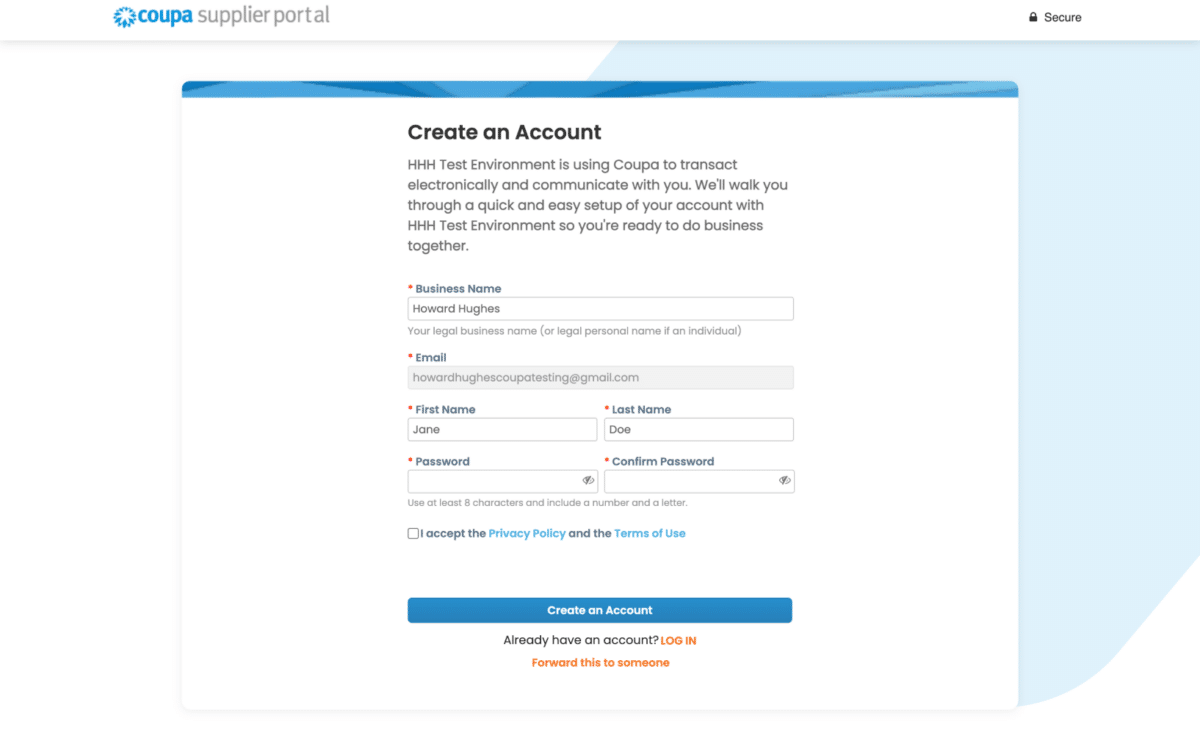 A screenshot of Step 3 of How to Register with Coupa in the Coupa Supplier Portal