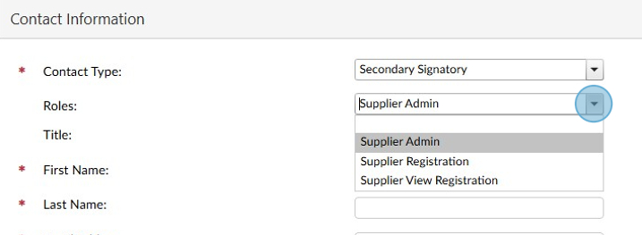 A contact information form shows a dropdown menu under 